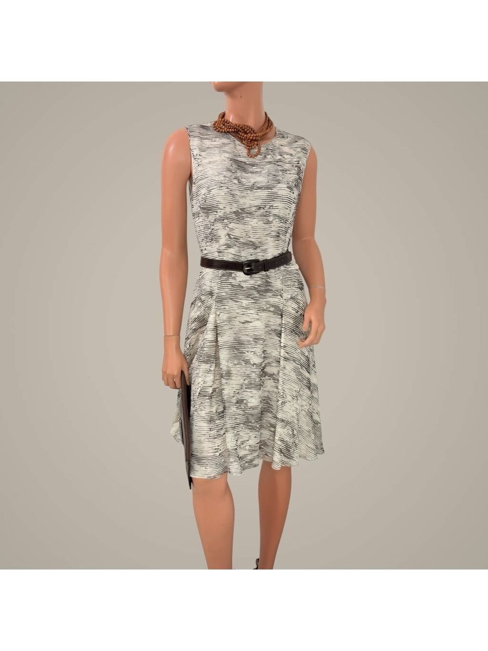 Jason Wu 100% Silk Ivory/Gray Pleated Dress Sz. 8 From Resort 2015 Collection